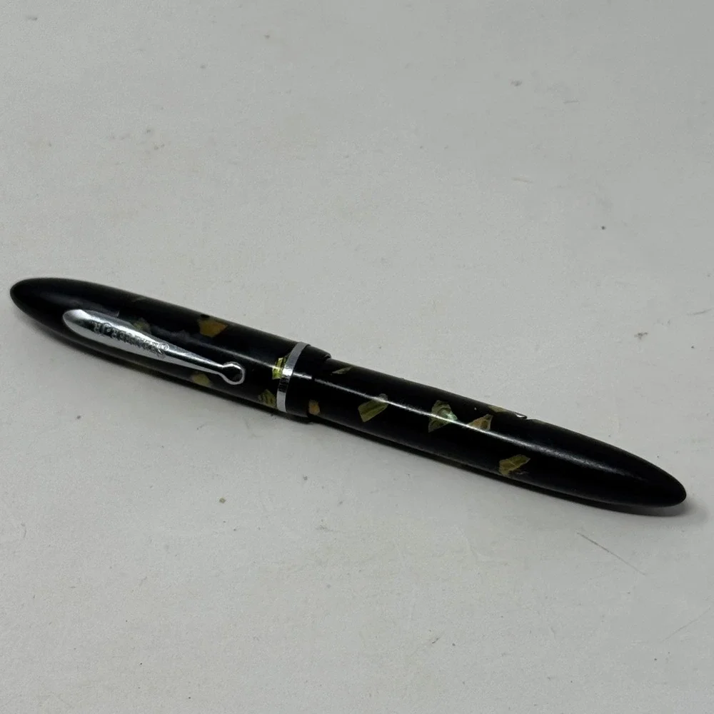 Vintage Sheaffer Jr Fountain Pen‎ Black Abalone Shell Flake Celluloid USA Made